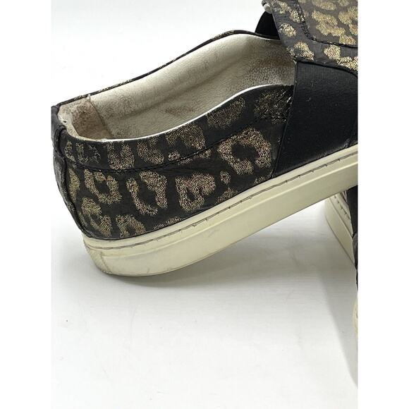 LANVIN Paris Metallic Black Gold Leopard Slip on Brocade Sneaker Size 38 /US 7 - Picture 11 of 14